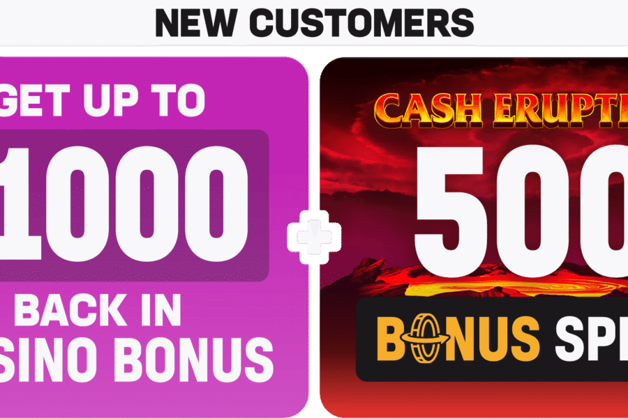$1,000 bonus back + 500 cash eruption spins Hard Rock Promo